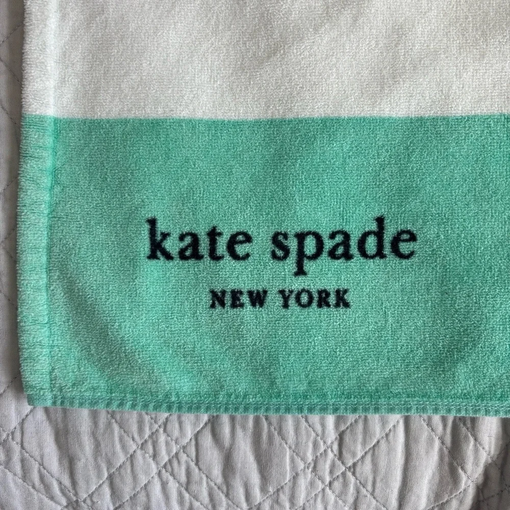 Kate Spade Teal and White Striped Towel